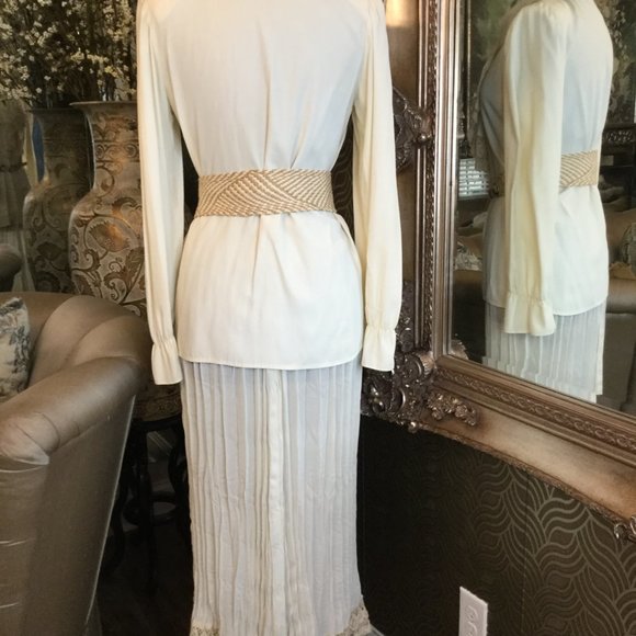 Vintage Mirrors cream crochet gathered top skirt - Picture 2 of 8